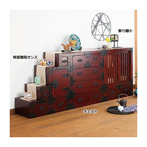 Amazon｜チェスト(民芸調シリーズ) 4段 木製(天然木) 幅60cm×奥行30cm